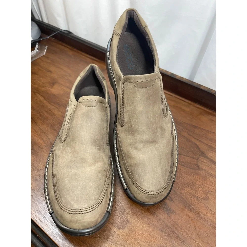 ECCO Fusion Slip On Nubuck Men Size EU 47 US 13 Lt Brown  50014402072 Comfort